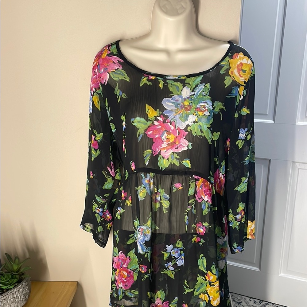 About a Girl sheer floral blouse